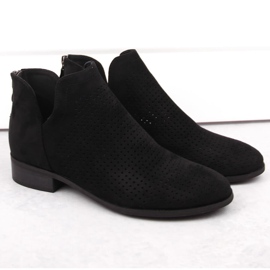 Botas mujer ante tacón bajo calado, negro Potocki SZ12307 2
