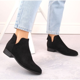 Botas mujer ante tacón bajo calado, negro Potocki SZ12307 5
