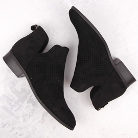 Botas mujer ante tacón bajo calado, negro Potocki SZ12307 3