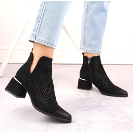 Botas mujer ante tacón calado, negro Potocki SZ12356 2