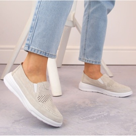 Zapatos deportivos sin cordones de mujer calados de piel T.Sokolski 278 gris 5