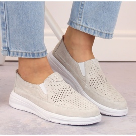 Zapatos deportivos sin cordones de mujer calados de piel T.Sokolski 278 gris 6