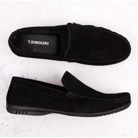 Zapatos de hombre de piel ante, mocasines negros, T.Sokolski W1401-1 3