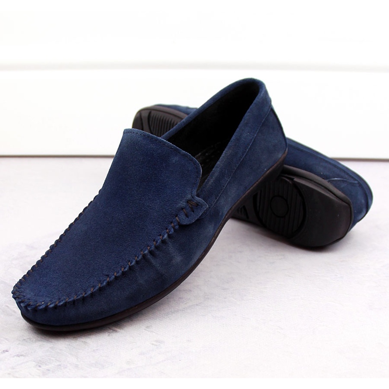 Zapatos de piel ante para hombre, mocasines azul marino T.Sokolski W1401-2 1 Zapatos de piel ante para hombre, mocasines azul marino T.Sokolski W1401-2 1