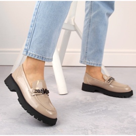 Mocasines mujer beige charol tacón y plataforma Vinceza 62121 6