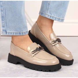 Mocasines mujer beige charol tacón y plataforma Vinceza 62121 7