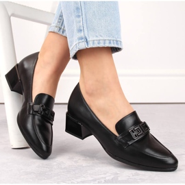 Zapatos de mujer de tacón bajo, negro, Vinceza 58274 4