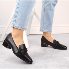 Zapatos de mujer de tacón bajo, negro, Vinceza 58274 5