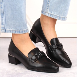Zapatos de mujer de tacón bajo, negro, Vinceza 58274 6