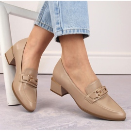 Zapatos tacón bajo mujer beige Vinceza 58274 4