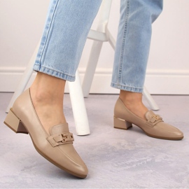 Zapatos tacón bajo mujer beige Vinceza 58274 5