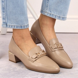 Zapatos tacón bajo mujer beige Vinceza 58274 6