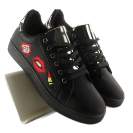 Deportivas Sweet lips FB-15 BLACK / GUN con parches negro 2
