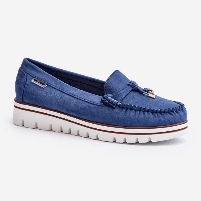 Mocasines De Mujer Con Plataforma Azul Railav 2