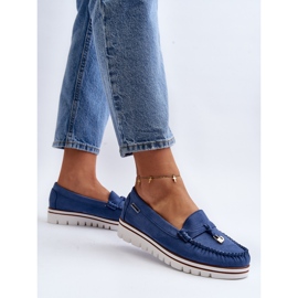 Mocasines De Mujer Con Plataforma Azul Railav 6