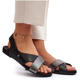 Zazoo 40141 Sandalias Piel Con Velcro, Negro 10