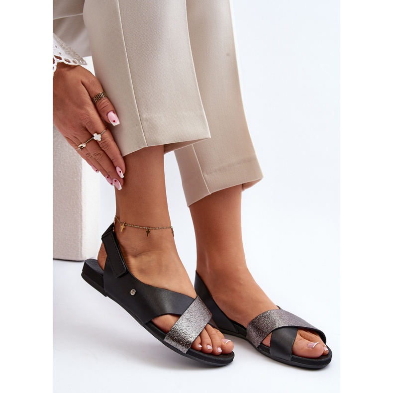 Zazoo 40141 Sandalias Piel Con Velcro, Negro 1