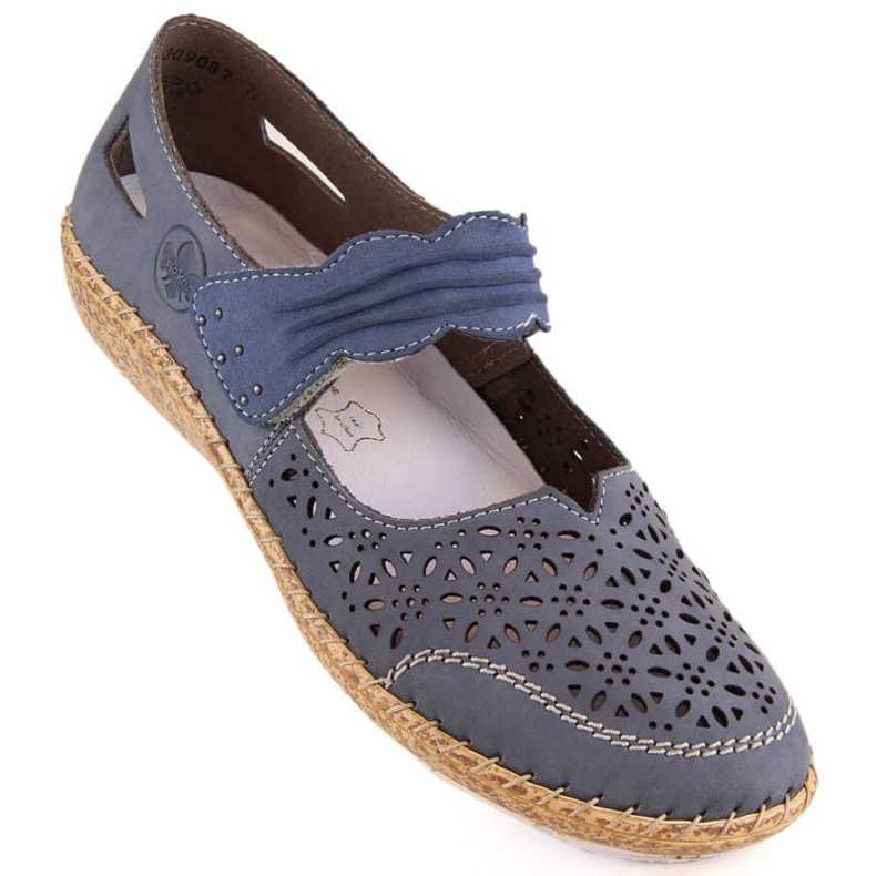 Rieker W RKR648 Zapatos calados piel azul 1