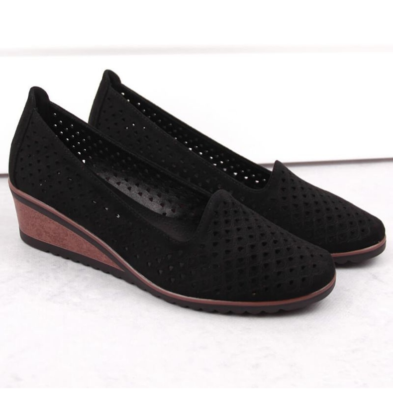 Zapatos cuña Potocki W WOL206 de ante negro 2