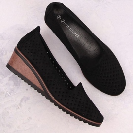 Zapatos cuña Potocki W WOL206 de ante negro 3