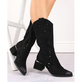 Potocki W WOL210A Botas caladas de ante, negro 3