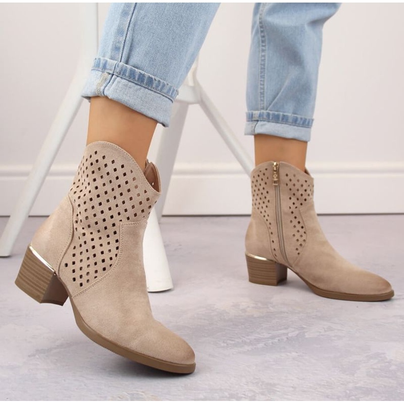Vinceza W JAN265A Botas cowboy caladas ante beige 2