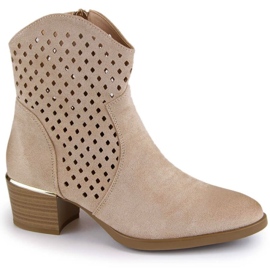 Vinceza W JAN265A Botas cowboy caladas ante beige 4