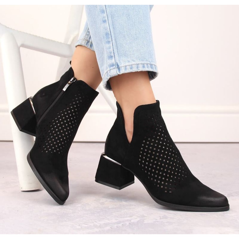 Botines de tacón de ante Potocki W WOL213A, negro 1