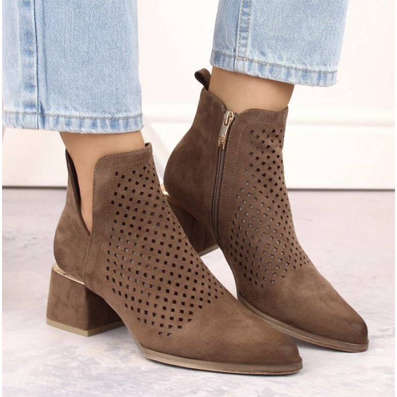 Potocki W WOL213B Botines de tacón alto en ante, marrón 2