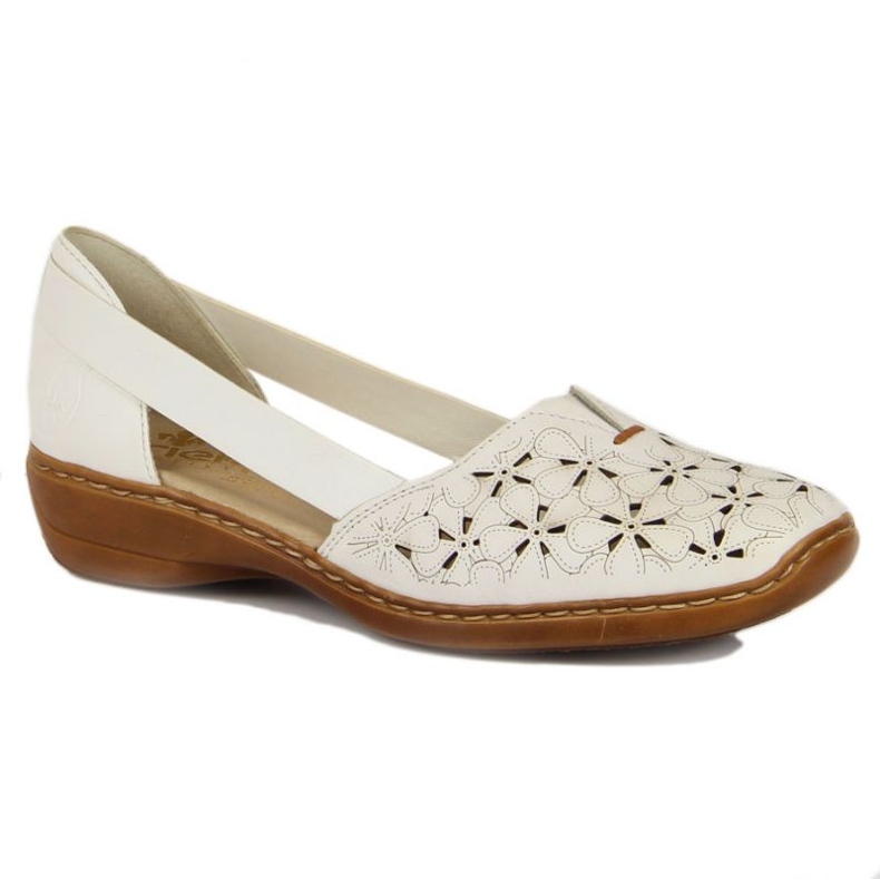 Rieker W RKR442B Zapatos piel calada blanco 1