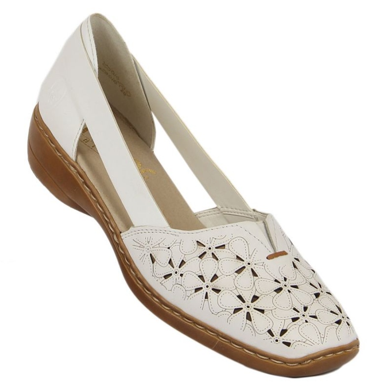 Rieker W RKR442B Zapatos piel calada blanco 2