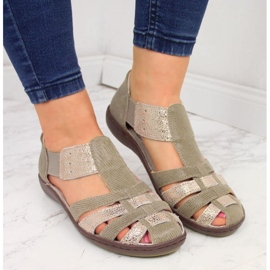 Sandalias T.Sokolski W SCA168A de piel, beige y dorado 3