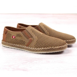 Zapatos de piel calados Rieker M RKR503A, beige 2