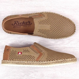 Zapatos de piel calados Rieker M RKR503A, beige 3