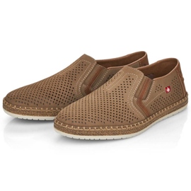 Zapatos de piel calados Rieker M RKR503A, beige 5