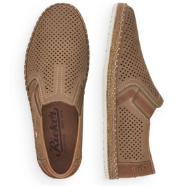 Zapatos de piel calados Rieker M RKR503A, beige 6