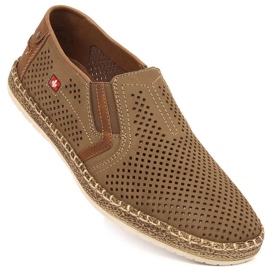 Zapatos de piel calados Rieker M RKR503A, beige 7