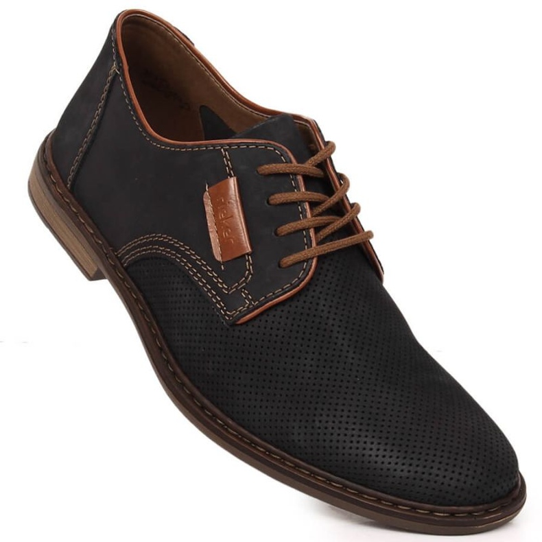 Zapatos cómodos de piel Rieker M RKR576 azul marino 1