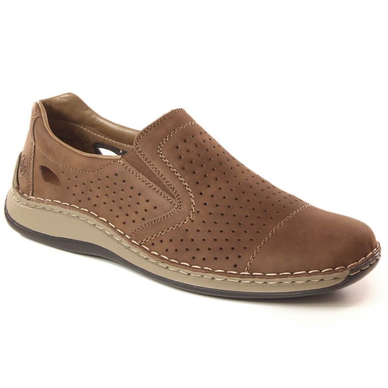 Zapatos de piel calados Rieker M RKR198A marrón 2