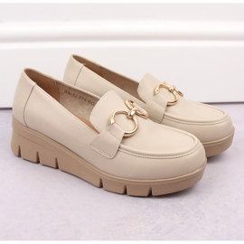 Zapatos de mujer, mocasines con cuña, beige Potocki SZ12374 5