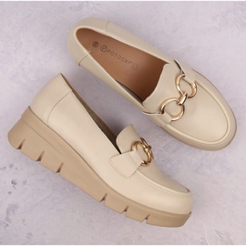 Zapatos de mujer, mocasines con cuña, beige Potocki SZ12374 6