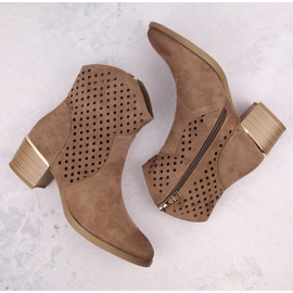 Botas cowboy mujer ante calado marrón Vinceza 58239 6
