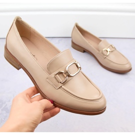 Zapatos de mujer, mocasines con cadena, beige Vinceza 58270 1