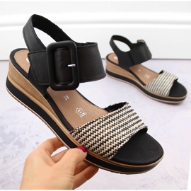 Sandalias cuña cómoda piel con velcro Remonte D6453-01 negro 13