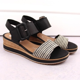Sandalias cuña cómoda piel con velcro Remonte D6453-01 negro 14