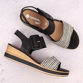 Sandalias cuña cómoda piel con velcro Remonte D6453-01 negro 15