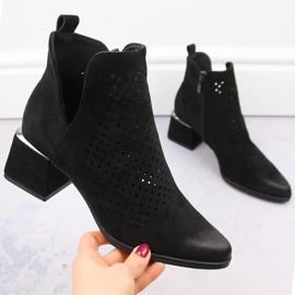 Botas mujer ante tacón calado, negro Potocki SZ12356 4
