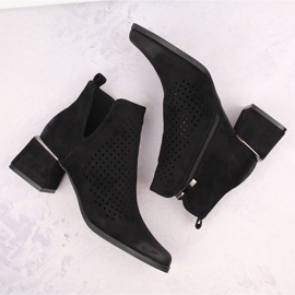 Botas mujer ante tacón calado, negro Potocki SZ12356 6
