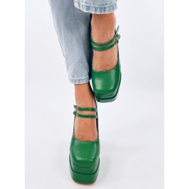 Zapatos de tacón con plataforma de grano Loit Green verde 2