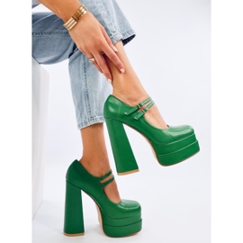 Zapatos de tacón con plataforma de grano Loit Green verde 5